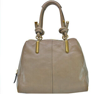 Chloe Mocha Brown Gold Leather Metal Handbag
